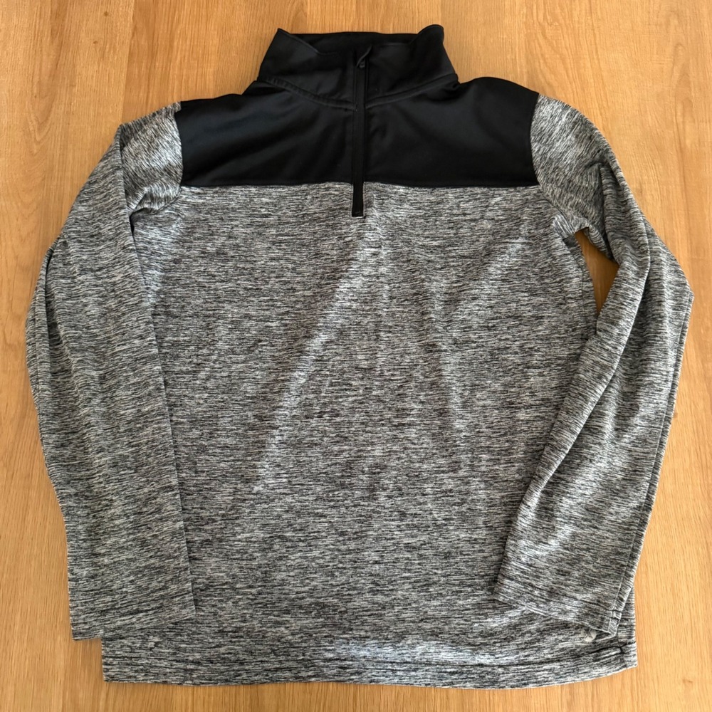 Xersion Boys Quick-Dri Quarter Zip Pullover Space Dye Gray Black M 10/12